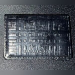 VTG Burberry Black Embossed Check Leather Card Holder